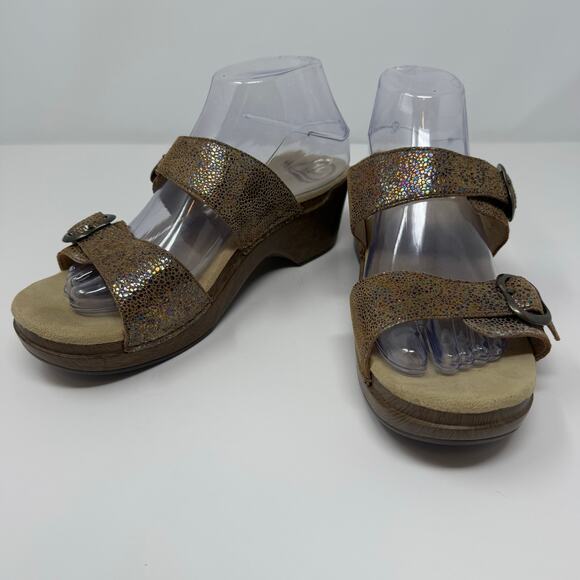 Dansko Slide Sandal Women's 41 (9.5) Brown Leather Sophie Iridescent Summer - Picture 3 of 10